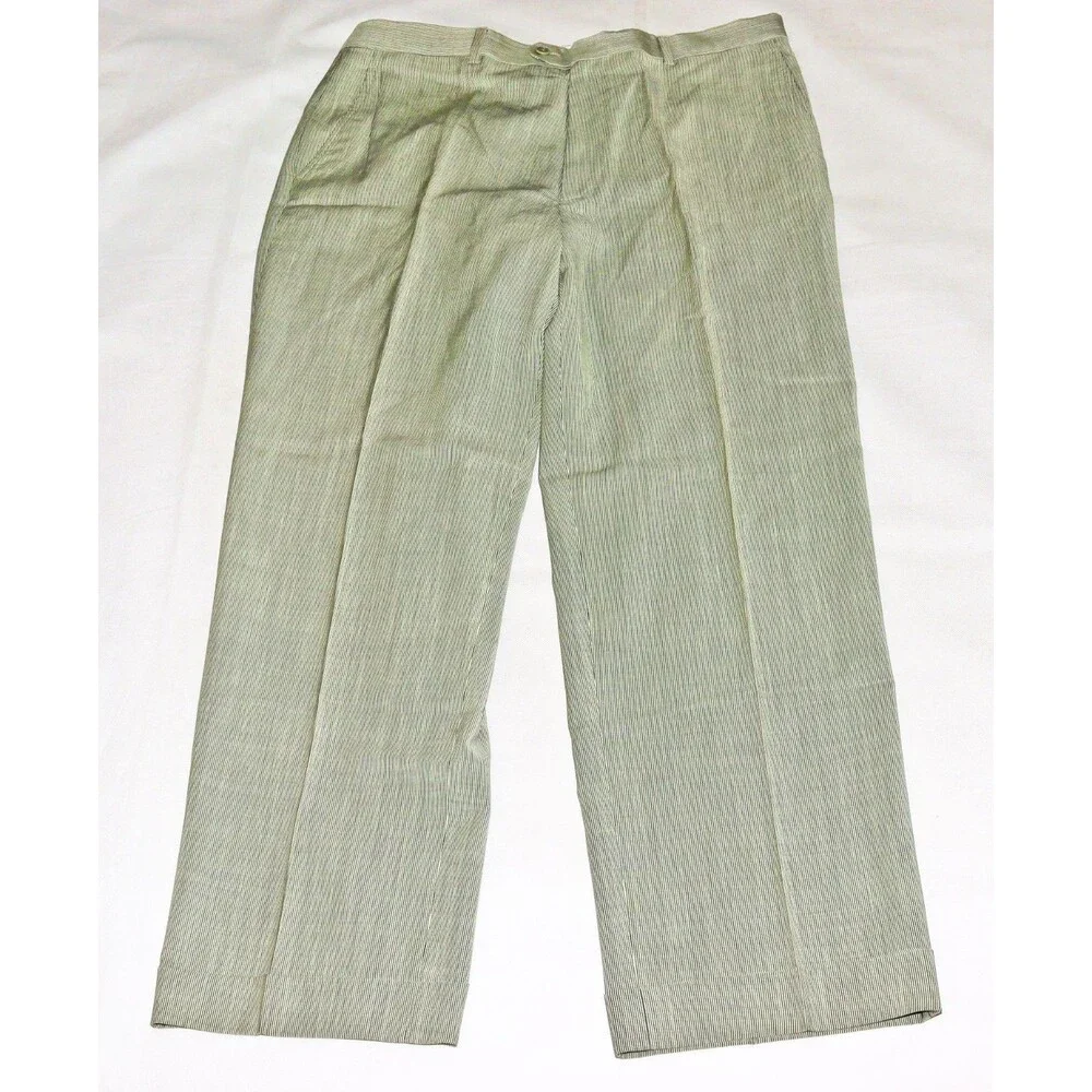 Zanella Benny Mens Dress Slacks Flat Front Cuffed Striped Trousers Pants Size 36